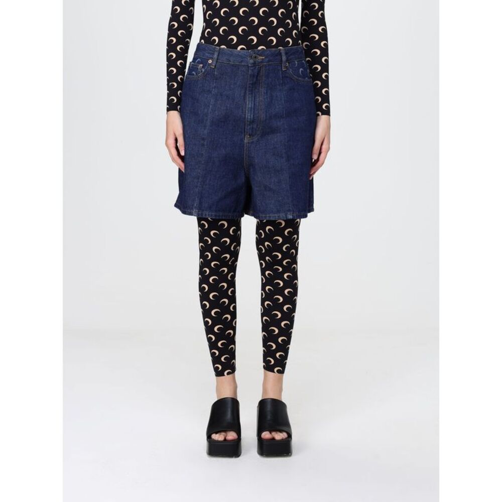 Marine Serre Women Cotton Denim Shorts Marine Serre